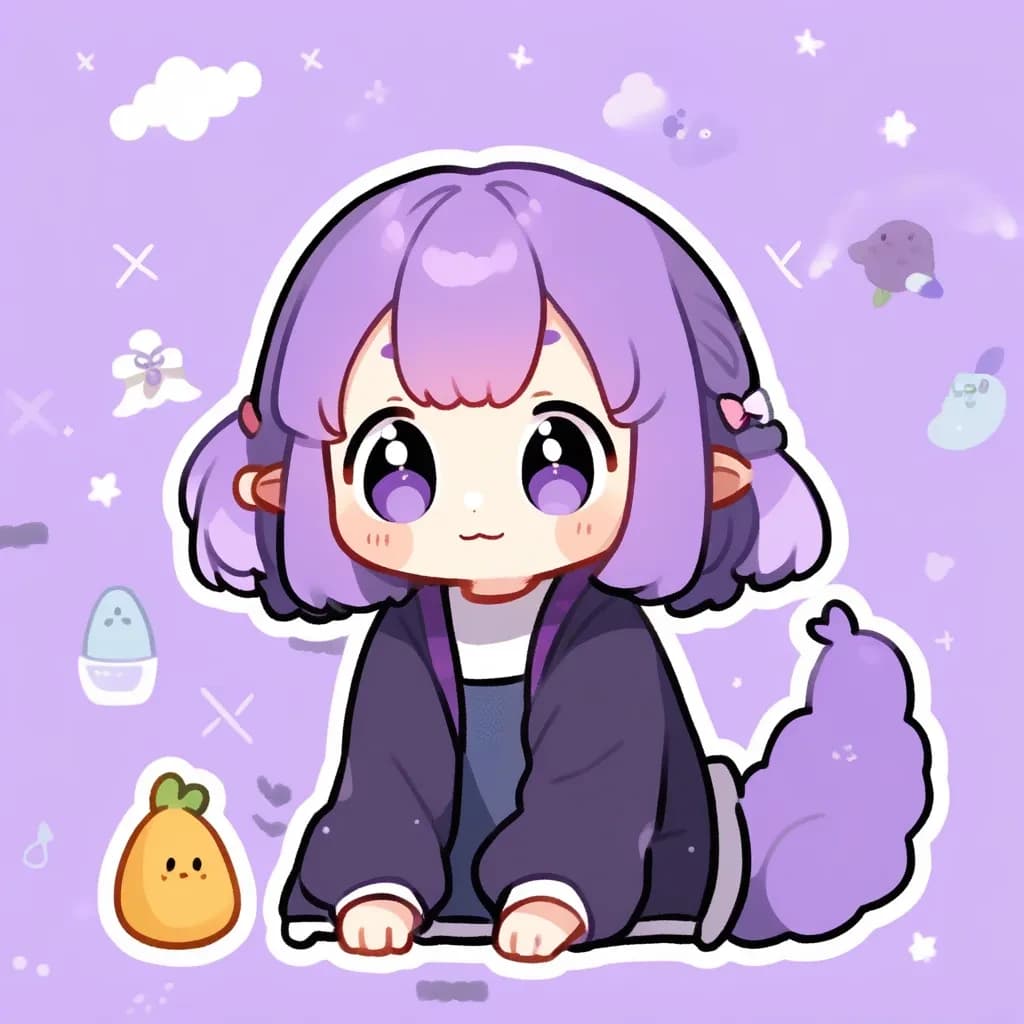 cutie potatootie, cute girl, purple hairs