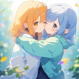 cute girl hugging another girl