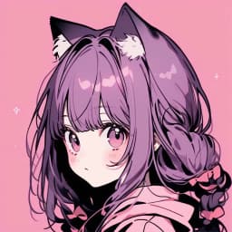 girl, cat ears, pink background