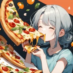 girl eating pizza