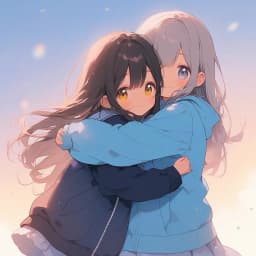 cute girl hugging another girl