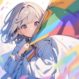 rating: general, girl holding pride flag