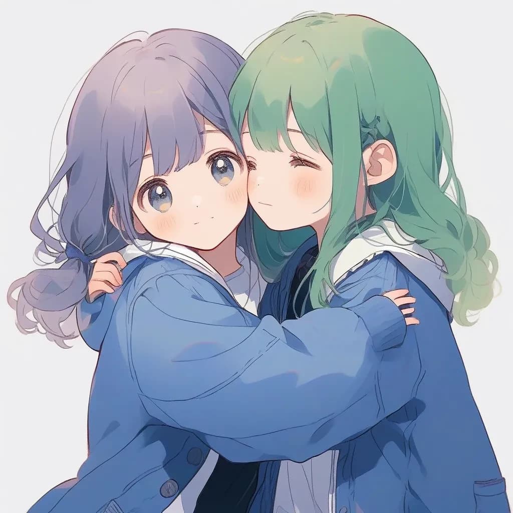 cute girl hugging another girl