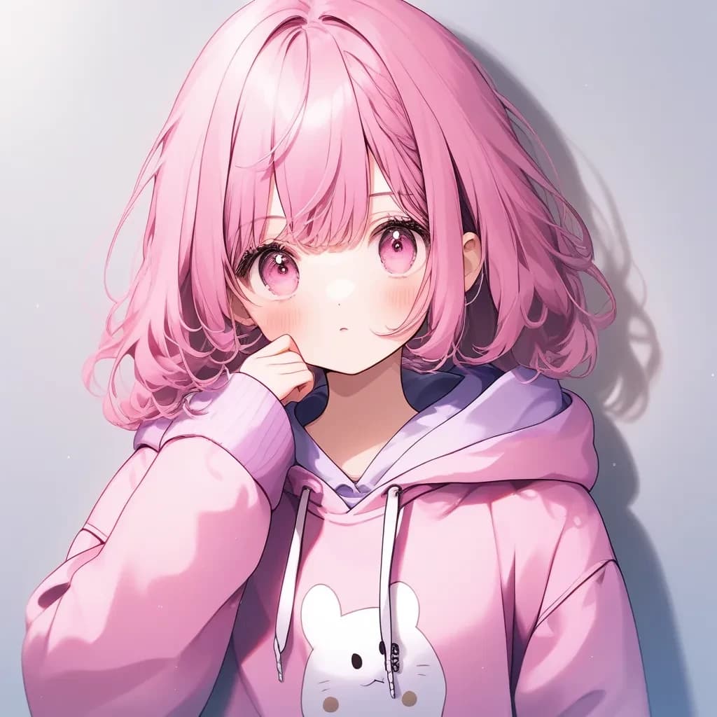 Cute Girl In Pink Hoodie - /image Ai