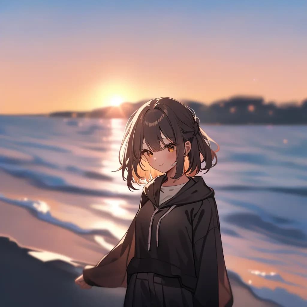 sensitive, girl, sunset