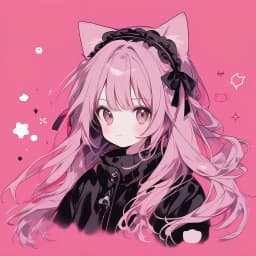 girl, cat ears, pink background