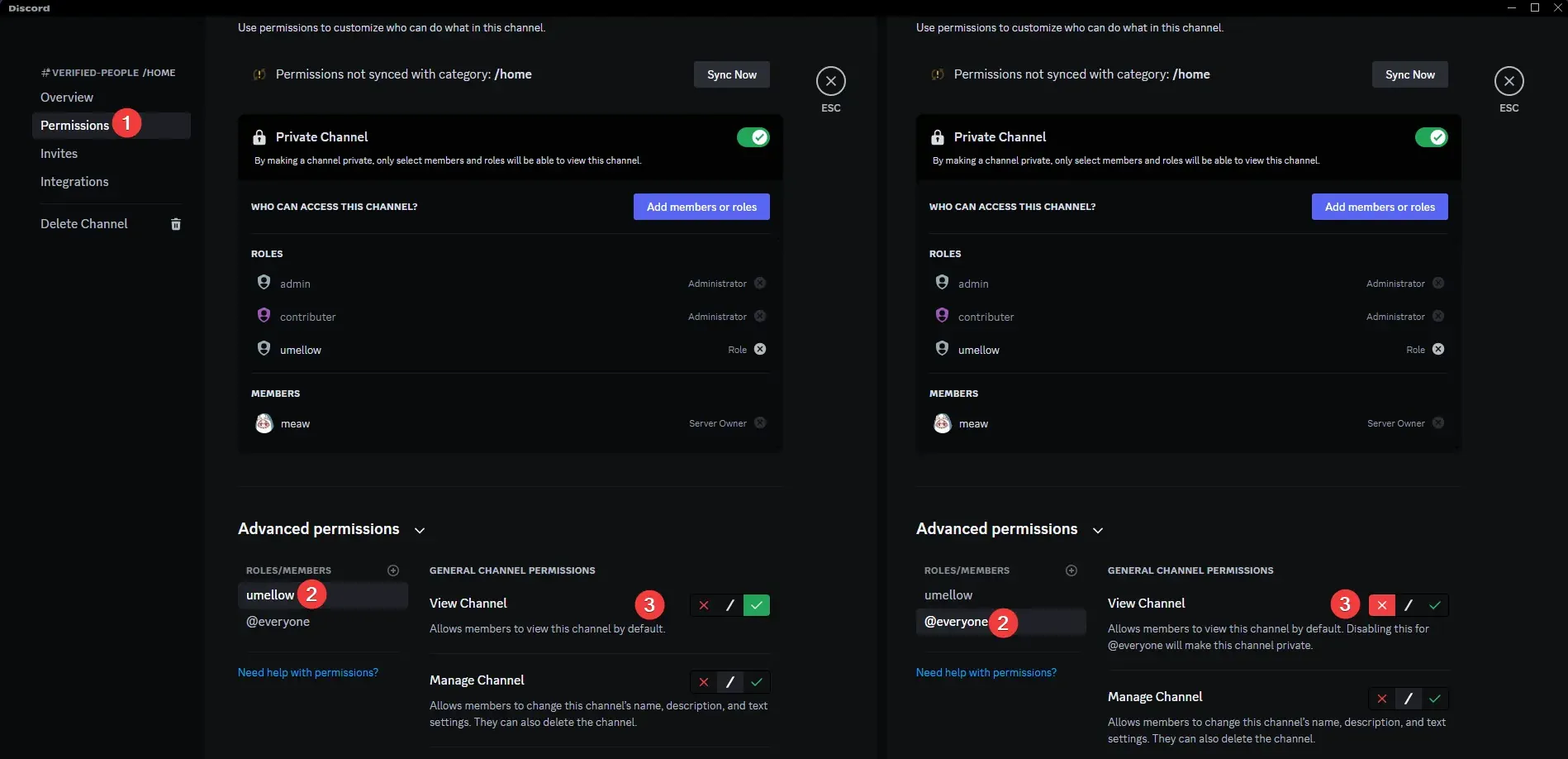 channel permission setup