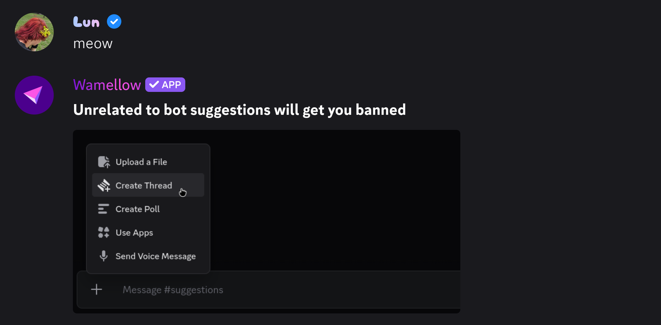 sticky message example